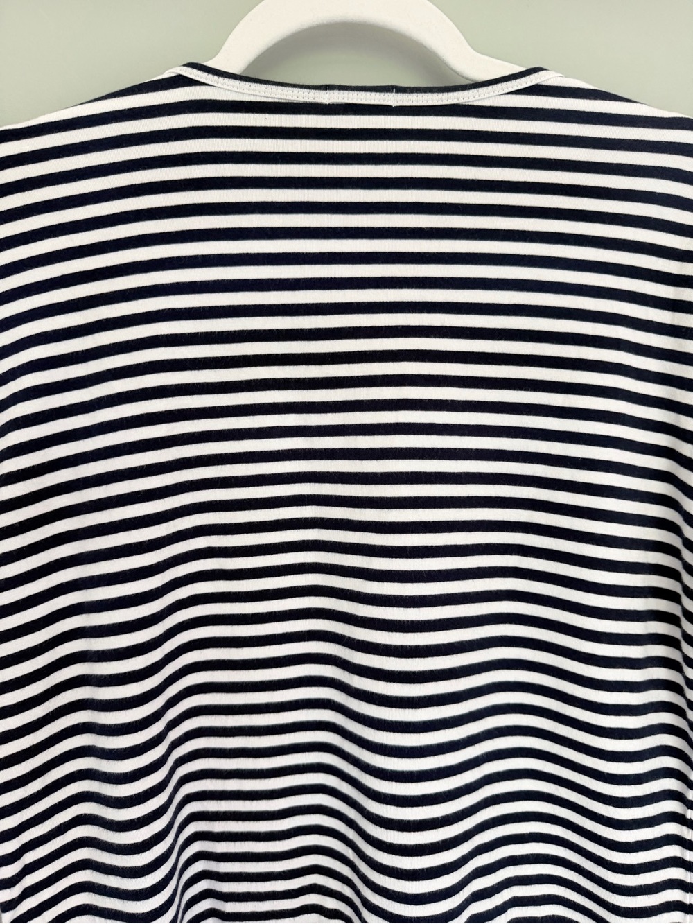 J. McLaughlin "Allie" Navy White Stripe Cotton Blend Nautical Short Sleeve Tee - Picture 9 of 15